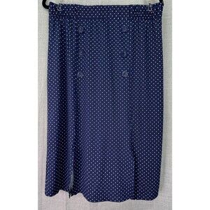 Robert Louis Navy Polka Dot Pull On Pencil Skirt Women's Size Large
